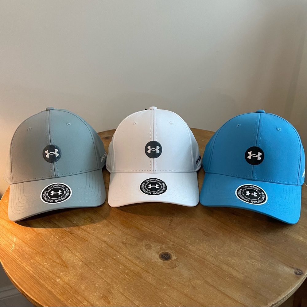 3 Under Armour Adjustable Golf Hats One Size Fits Most NWT